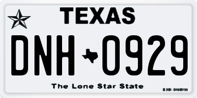 TX license plate DNH0929