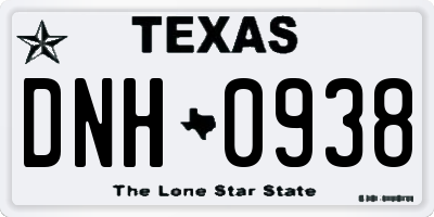 TX license plate DNH0938