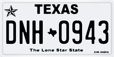 TX license plate DNH0943