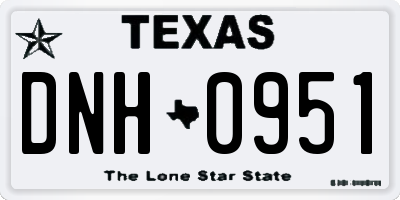 TX license plate DNH0951