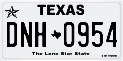 TX license plate DNH0954