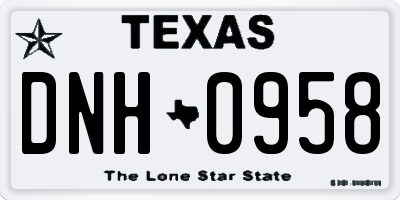 TX license plate DNH0958