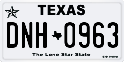 TX license plate DNH0963