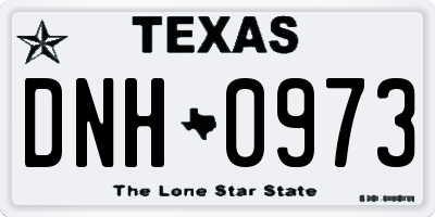TX license plate DNH0973