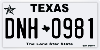 TX license plate DNH0981