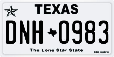 TX license plate DNH0983