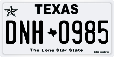 TX license plate DNH0985