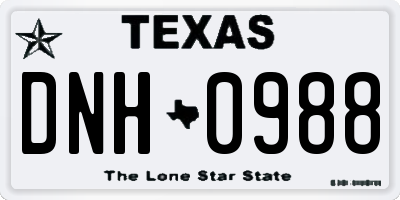 TX license plate DNH0988