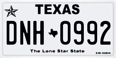 TX license plate DNH0992