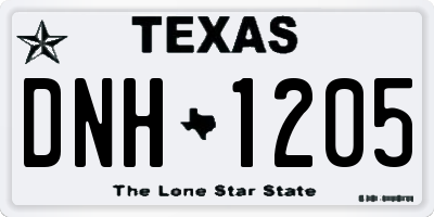 TX license plate DNH1205