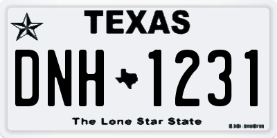 TX license plate DNH1231