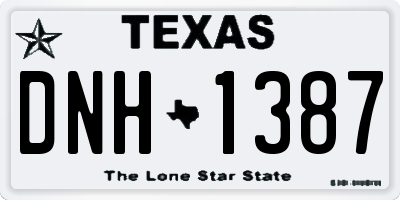 TX license plate DNH1387