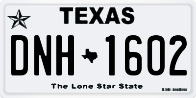 TX license plate DNH1602