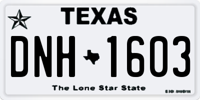 TX license plate DNH1603