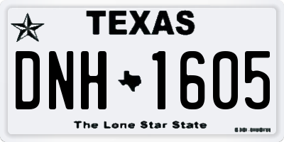 TX license plate DNH1605