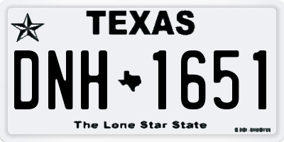 TX license plate DNH1651