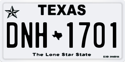 TX license plate DNH1701