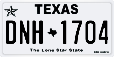 TX license plate DNH1704