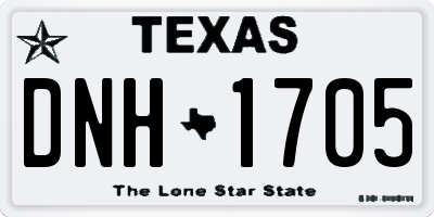 TX license plate DNH1705