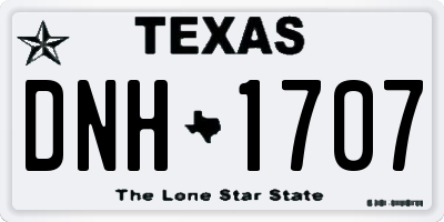 TX license plate DNH1707