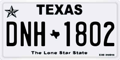TX license plate DNH1802