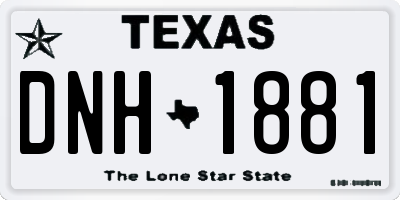 TX license plate DNH1881