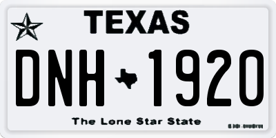 TX license plate DNH1920