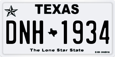 TX license plate DNH1934