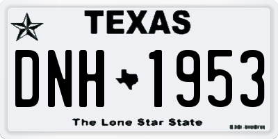 TX license plate DNH1953