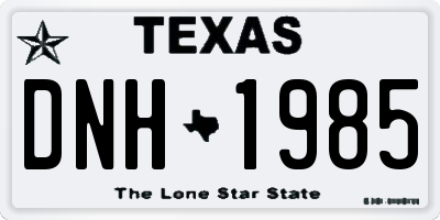 TX license plate DNH1985