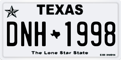 TX license plate DNH1998