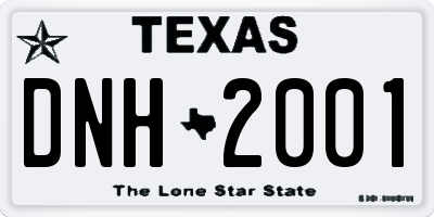TX license plate DNH2001