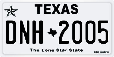 TX license plate DNH2005