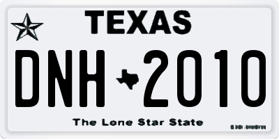 TX license plate DNH2010