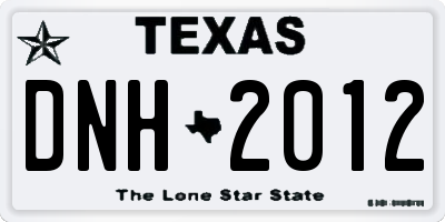 TX license plate DNH2012