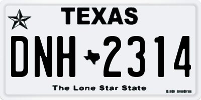 TX license plate DNH2314