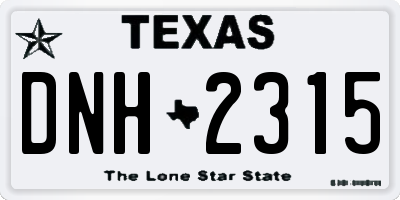 TX license plate DNH2315