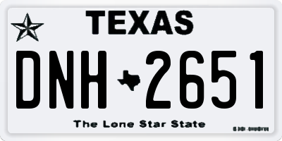 TX license plate DNH2651