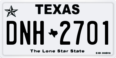 TX license plate DNH2701