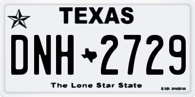 TX license plate DNH2729