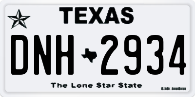 TX license plate DNH2934