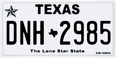 TX license plate DNH2985