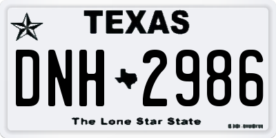 TX license plate DNH2986