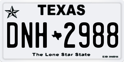 TX license plate DNH2988