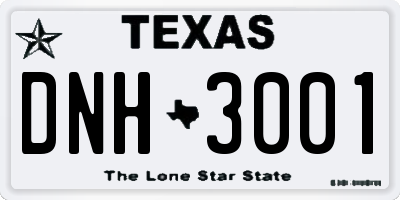 TX license plate DNH3001