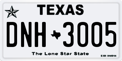 TX license plate DNH3005