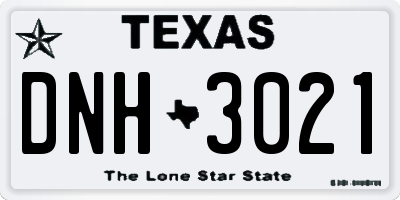 TX license plate DNH3021