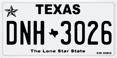 TX license plate DNH3026