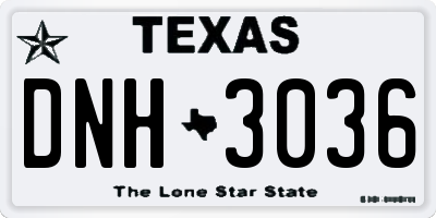 TX license plate DNH3036