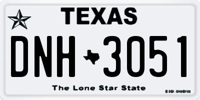 TX license plate DNH3051